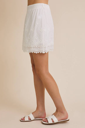 Cotton Eyelet Skirt With Lined Skirt
