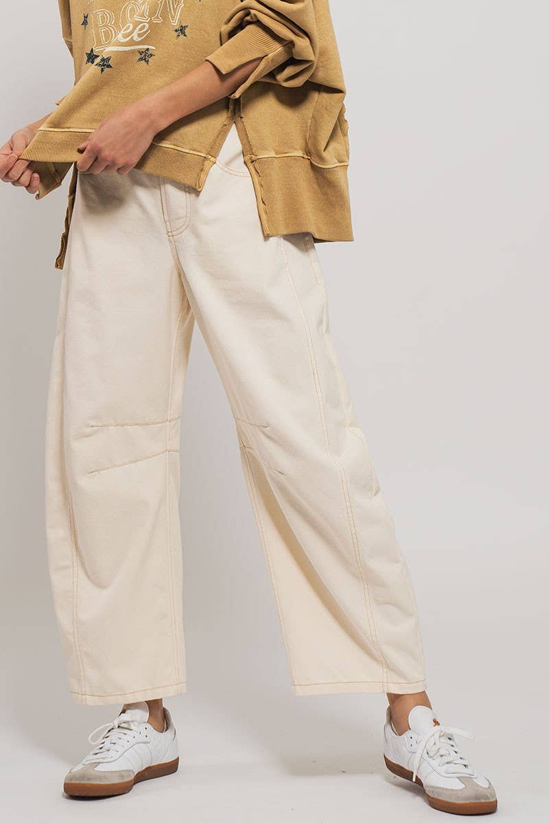 Cream Barrel Jeans