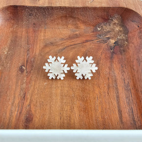 White Shimmer Snowflake Studs