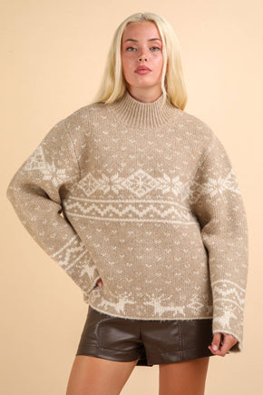 Beige Nordic Holiday Sweater