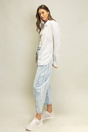 Brown Sophisticated Stripe Blouse