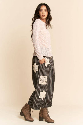 Plus Lavender Long Sleeve Floral Mesh Top