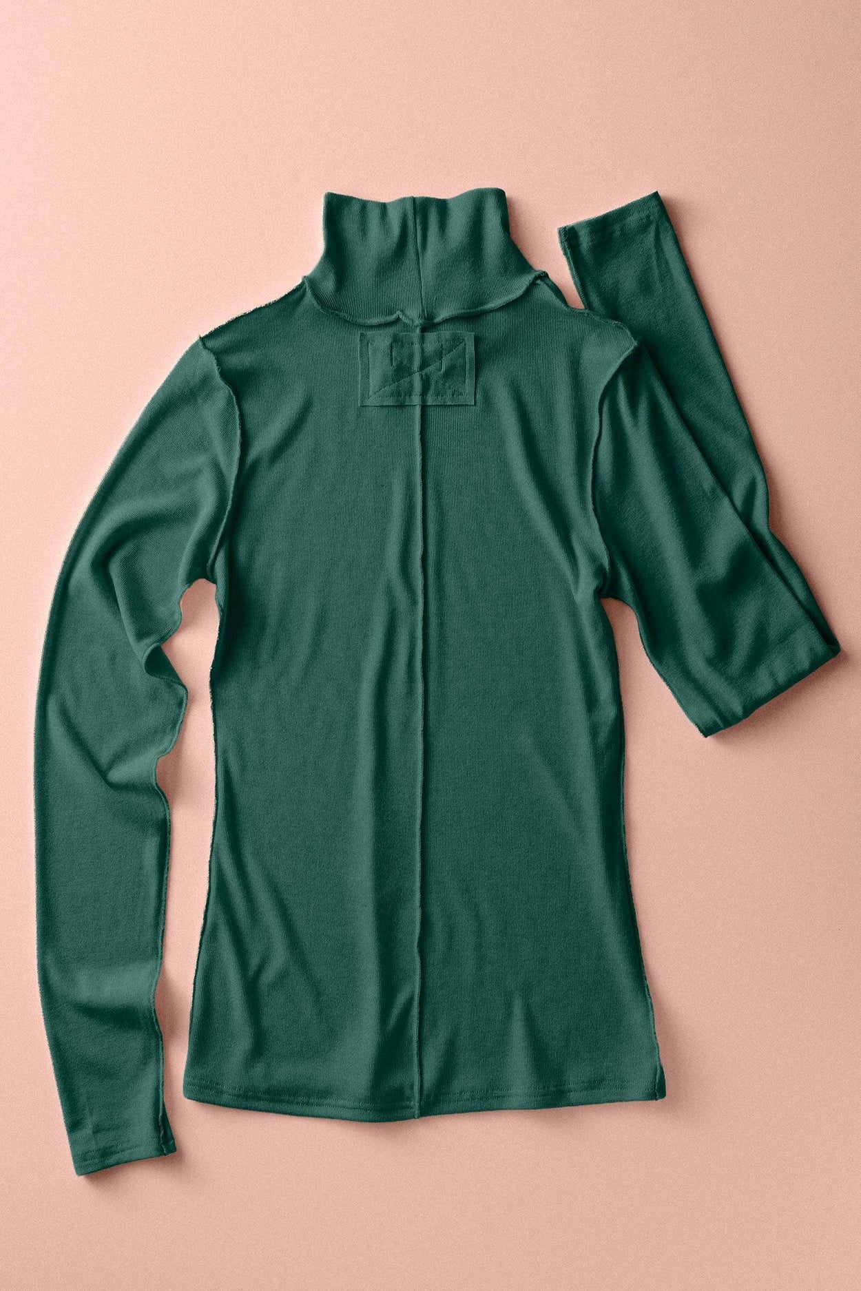 Green Turtleneck Knit Top