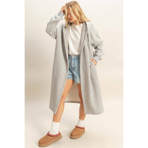Grey Fleece French Terry Hood Coat
