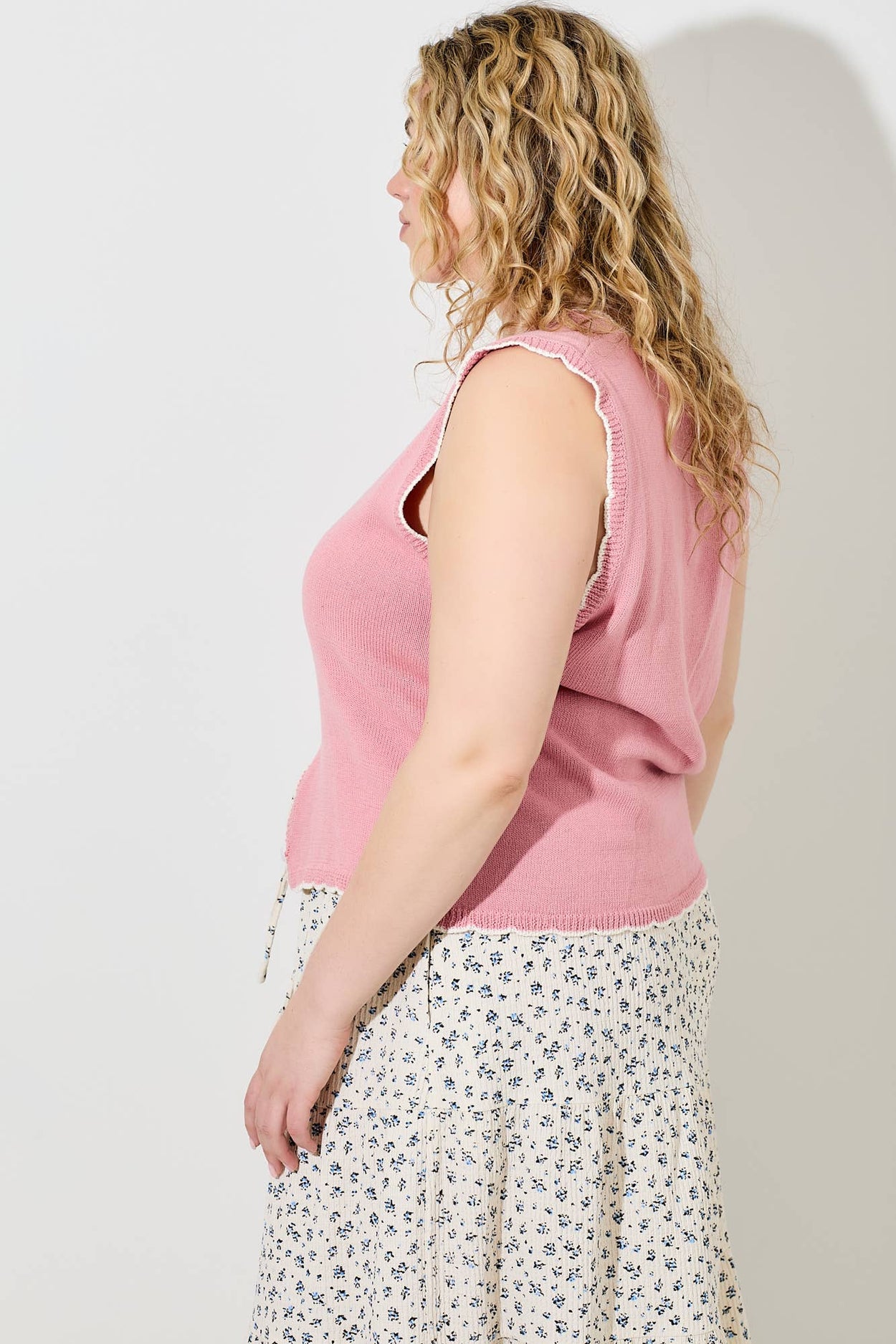 Dusty Rose Button Up Vest