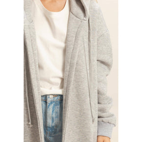 Grey Fleece French Terry Hood Coat