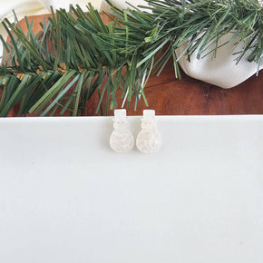 White Shimmer Snowman Studs