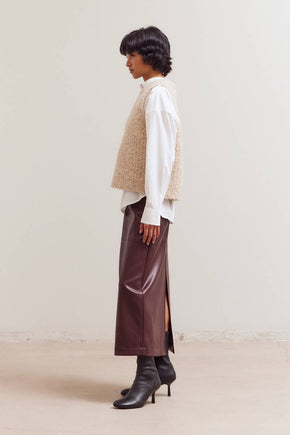 Oat Button Up Knit Vest