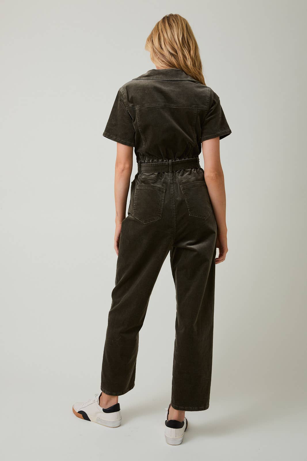Olive Half Sleeve Sip Up Utility Jumpsuit