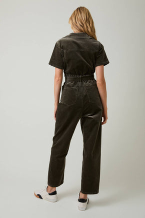 Olive Half Sleeve Sip Up Utility Jumpsuit