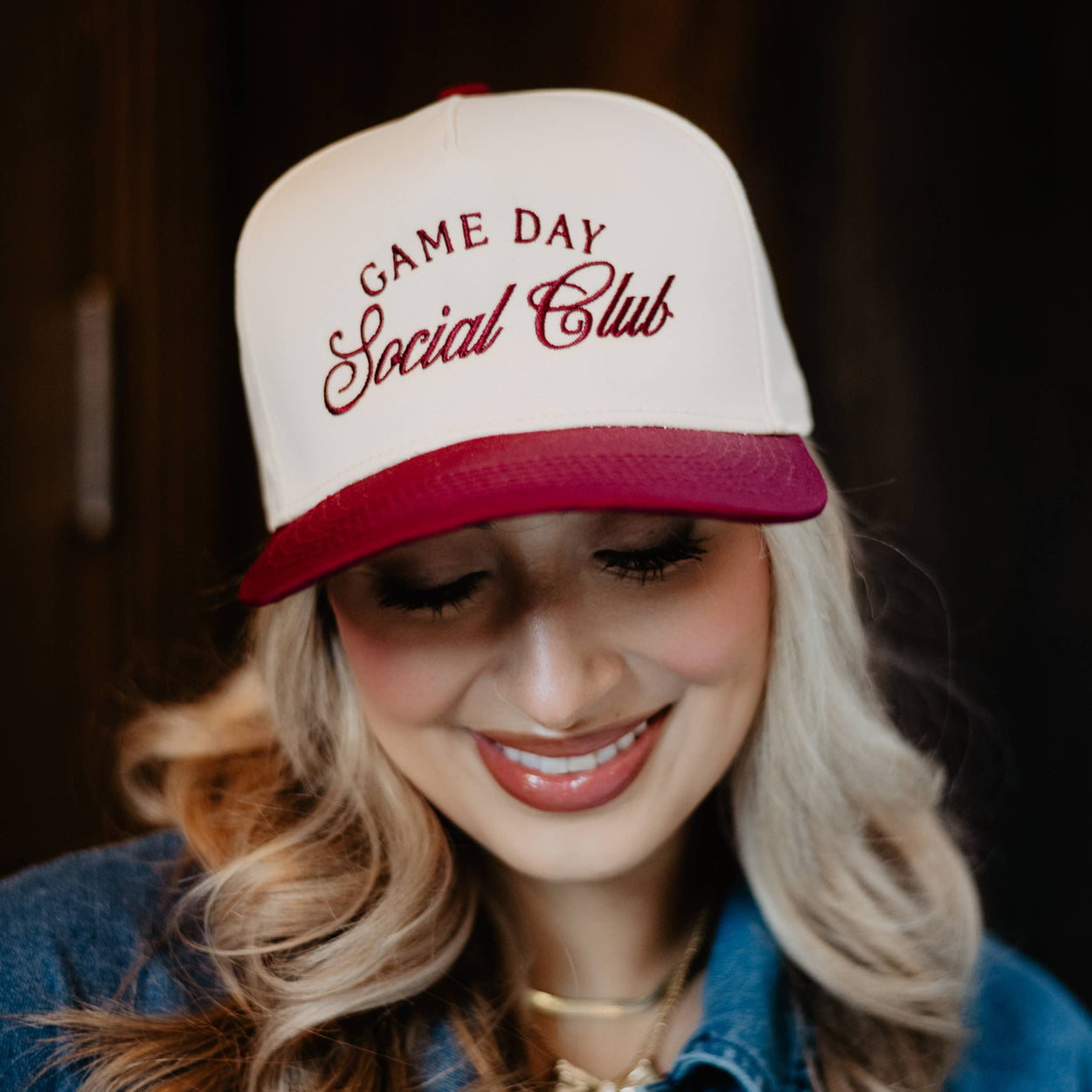 Red Game Day Social Club Two-Toned Vintage Hat