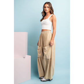Taupe Mineral Washed Wide Leg