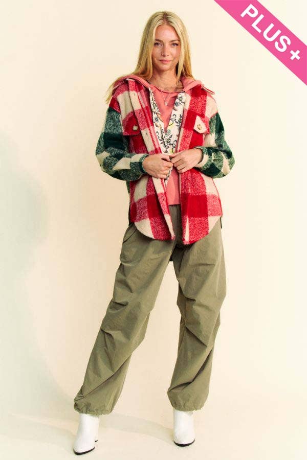 Plus Plaid Chest Pocket Shacket
