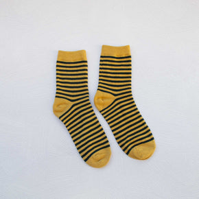 Olive Green Thin Stripe Casual Socks: Olive Green