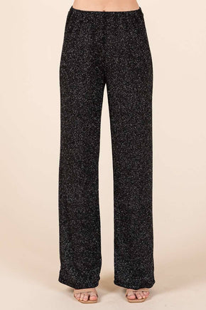 Black Glitter Relaxed Straight Pants