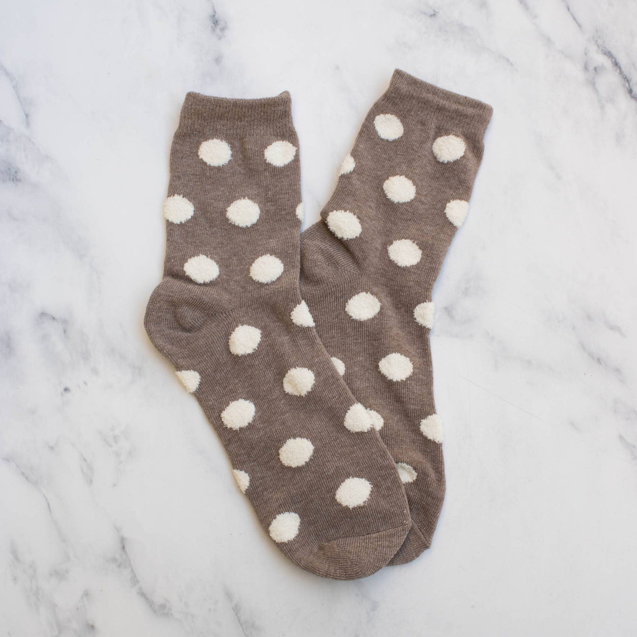 Dark Green Women's Polka Dots Puff Casual Socks