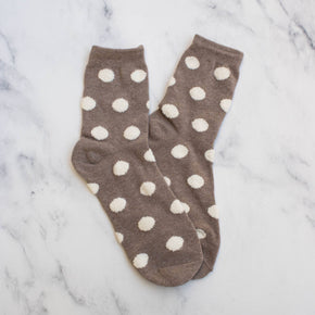 Dark Green Women's Polka Dots Puff Casual Socks