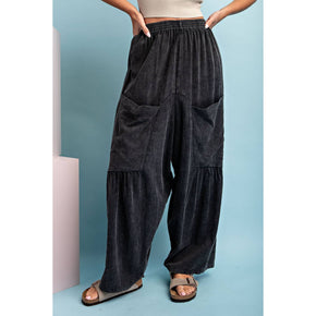 Ash Black Mineral Washed Wide Leg Pants