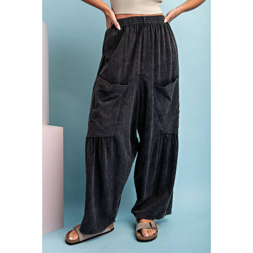 Ash Black Mineral Washed Wide Leg Pants