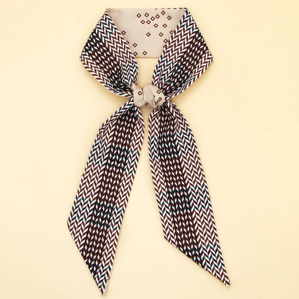 Coffee Chic Floral Letter Twilly Scarf