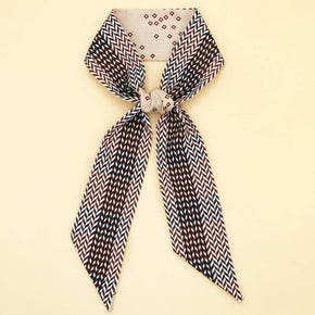 Coffee Chic Floral Letter Twilly Scarf