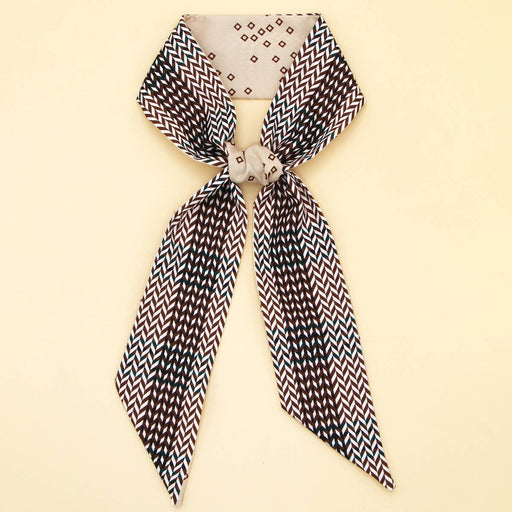 Coffee Chic Floral Letter Twilly Scarf