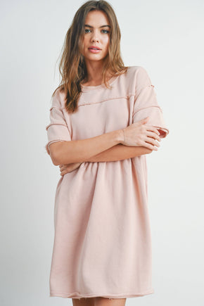Washed French Terry Short Sleeve Dress
