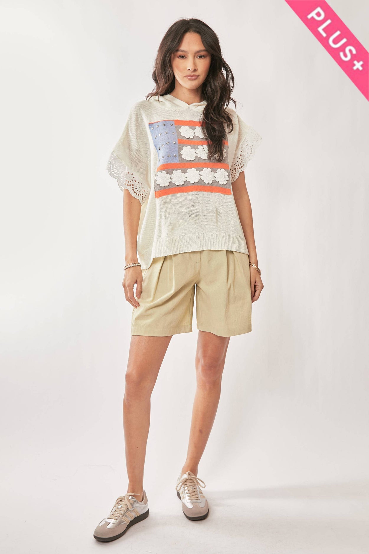 Plus American Flag Short Sleeve Top