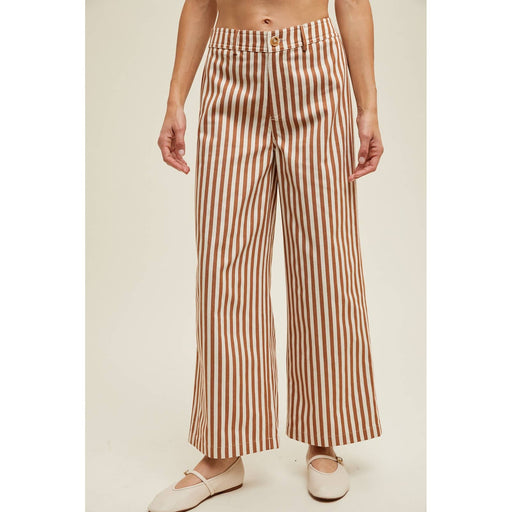 Bronze & Ivory Striped Wide Leg Pants