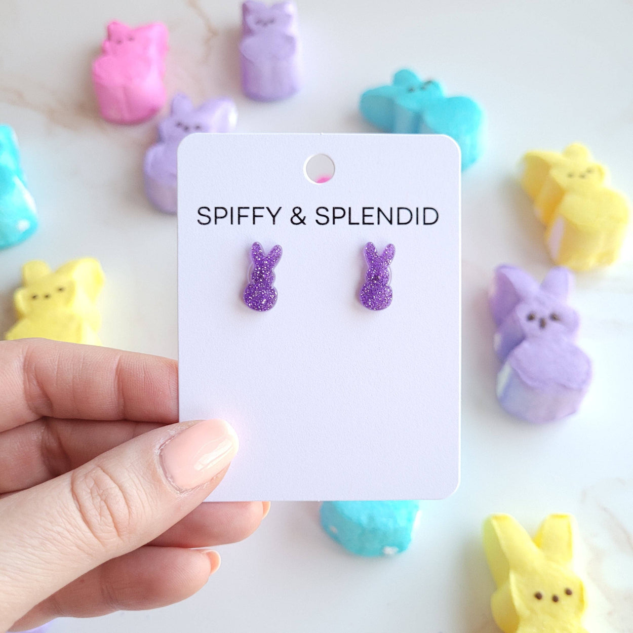 Purple Glitter Bunny Studs