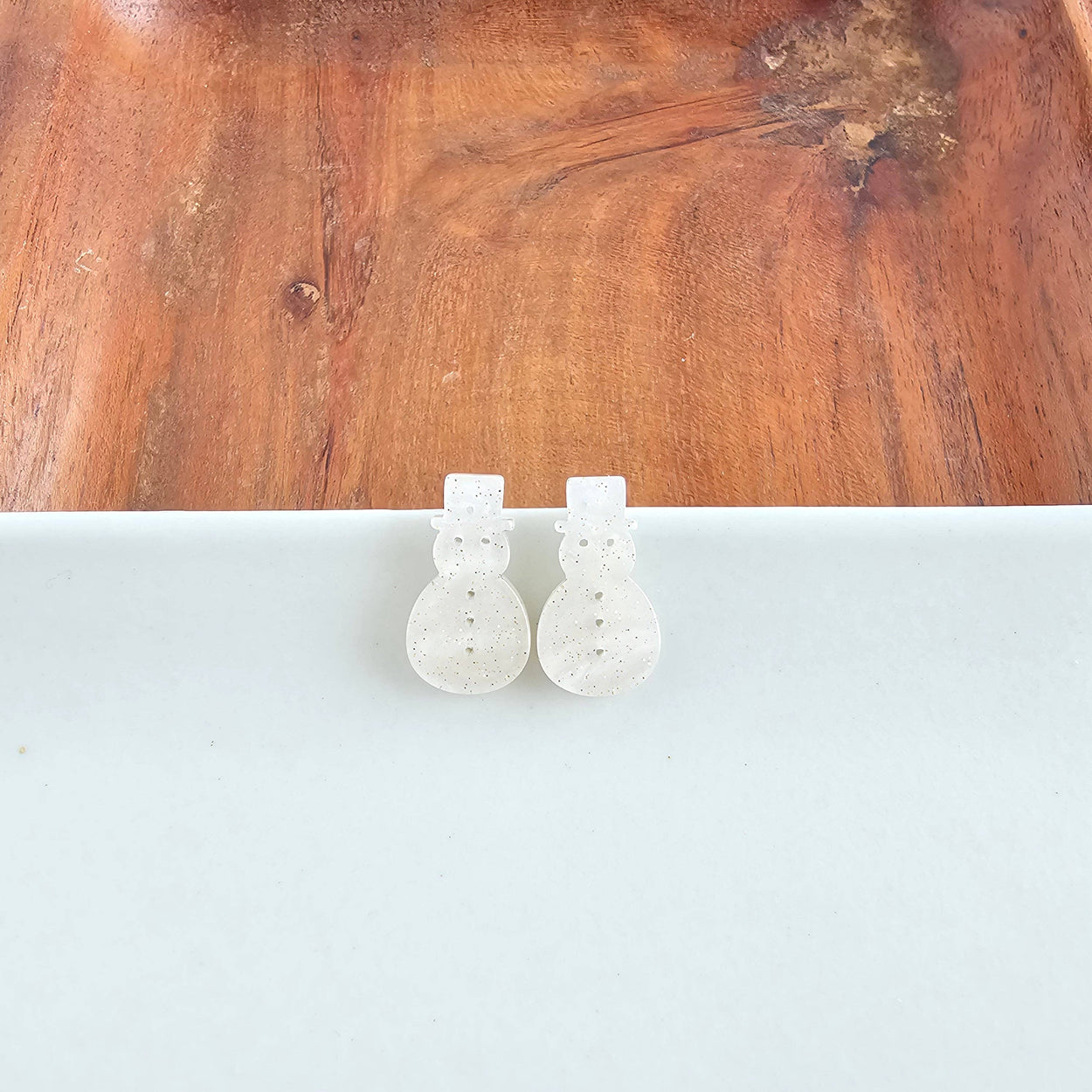 White Shimmer Snowman Studs