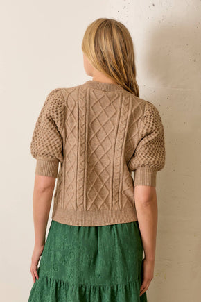 Plus Taupe Short Sleeve Knit Top