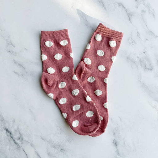 Pink Women's Polka Dots Puff Casual Socks