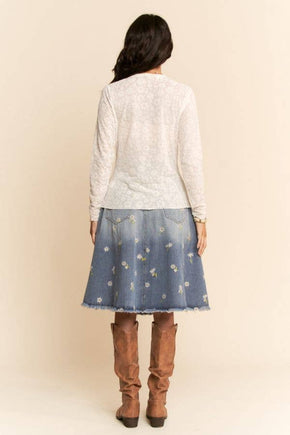 Plus Lavender Long Sleeve Floral Mesh Top