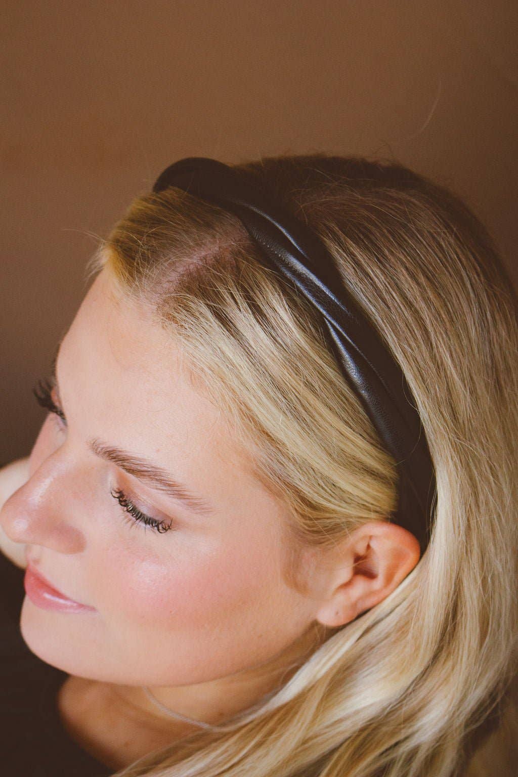 Black Twisted Leather Hard Headband