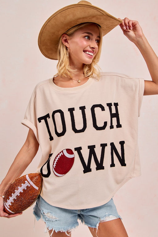 Touchdown Letter Patches Oversized Waffle Top