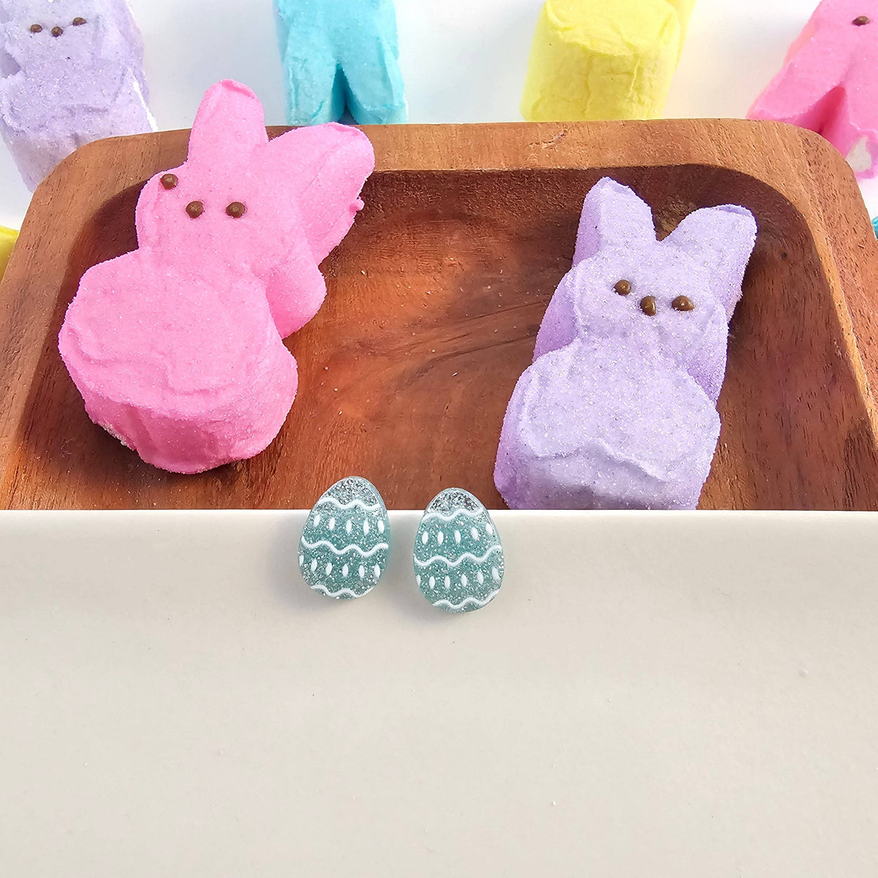 Pastel Blue Glitter Easter Egg Studs