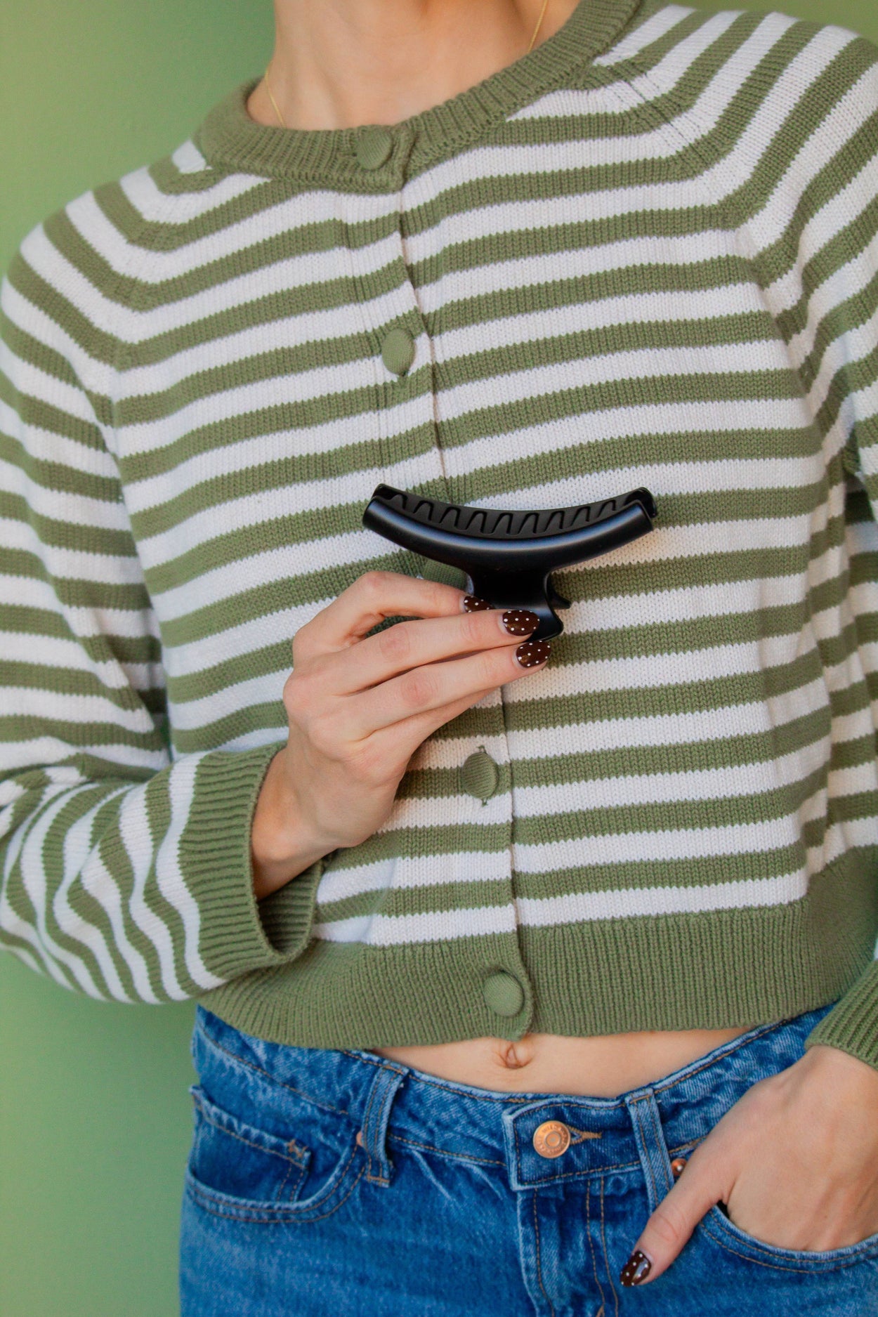 Glossy Green Fall Curved Claw Clip