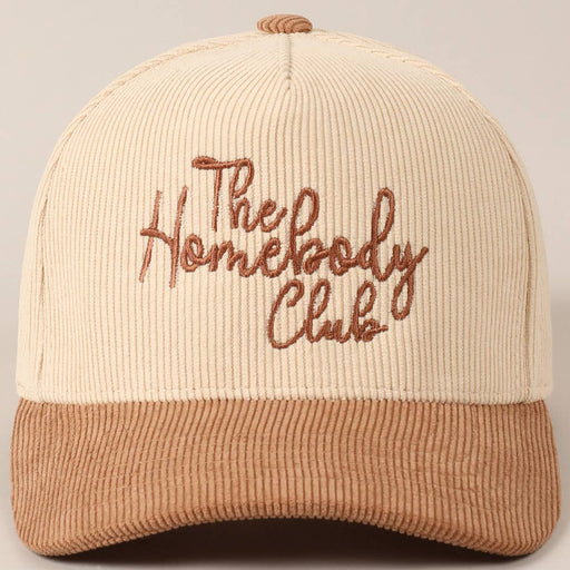 The Homebody Club Two-Tone Corduroy 5 Panel Cap In Beige