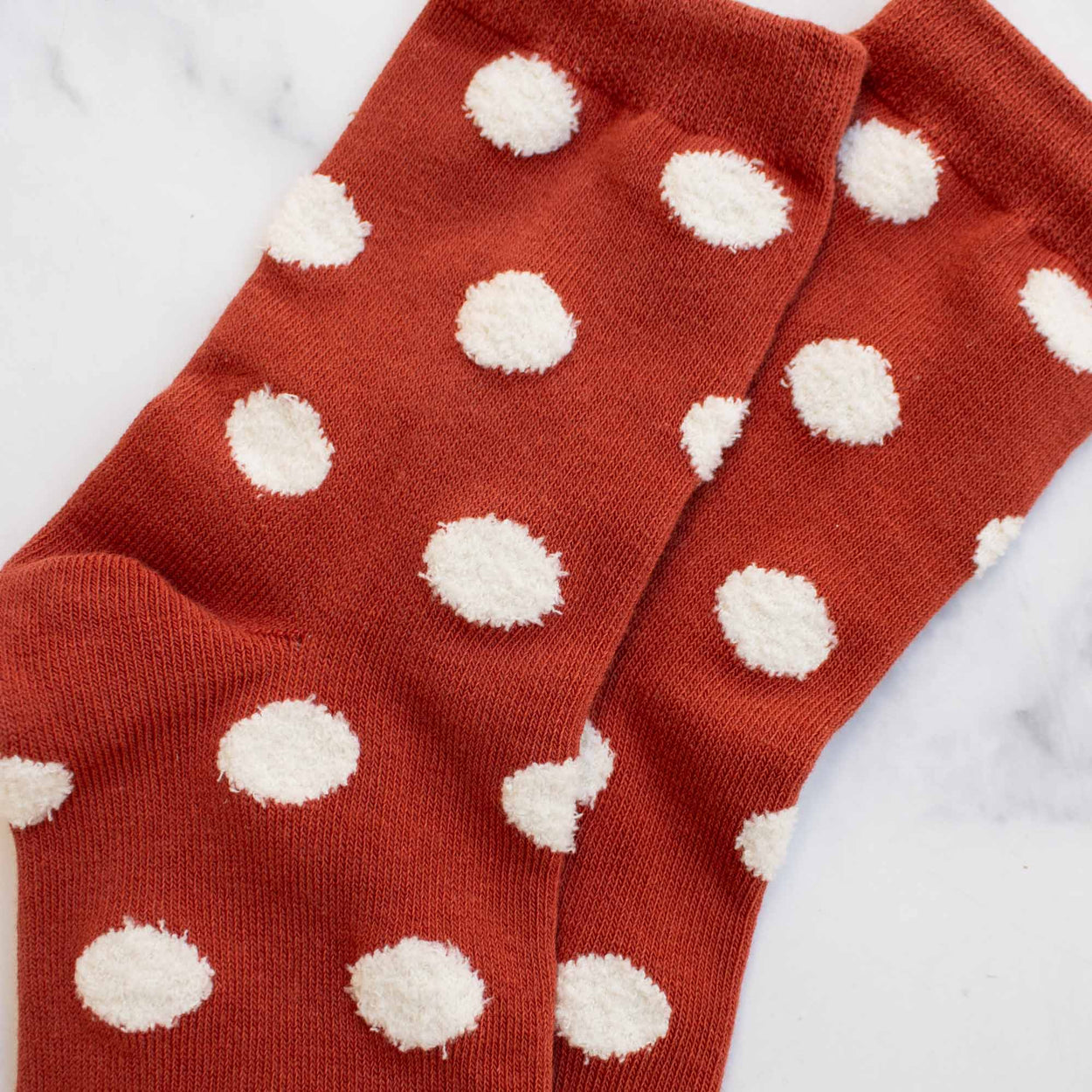 Dark Green Women's Polka Dots Puff Casual Socks