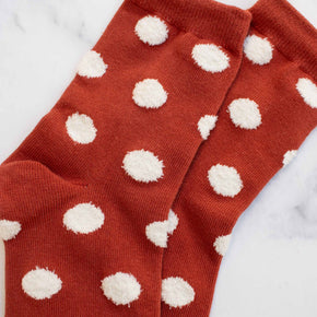 Dark Green Women's Polka Dots Puff Casual Socks