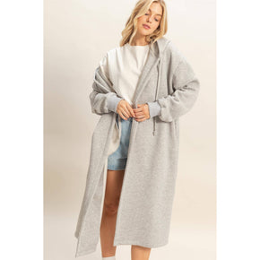 Grey Fleece French Terry Hood Coat
