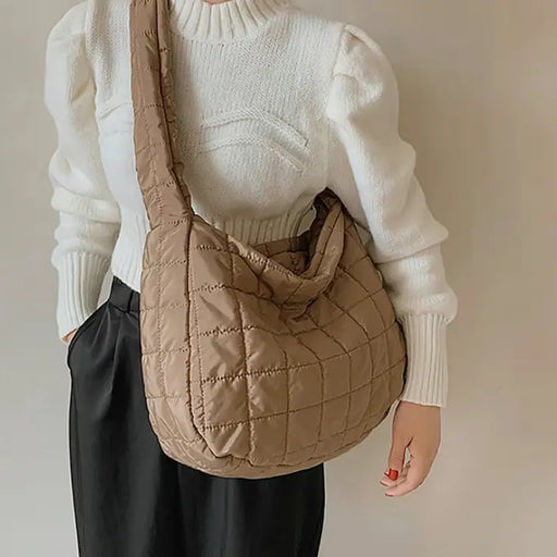Large Quilted Hobo Tote Bag