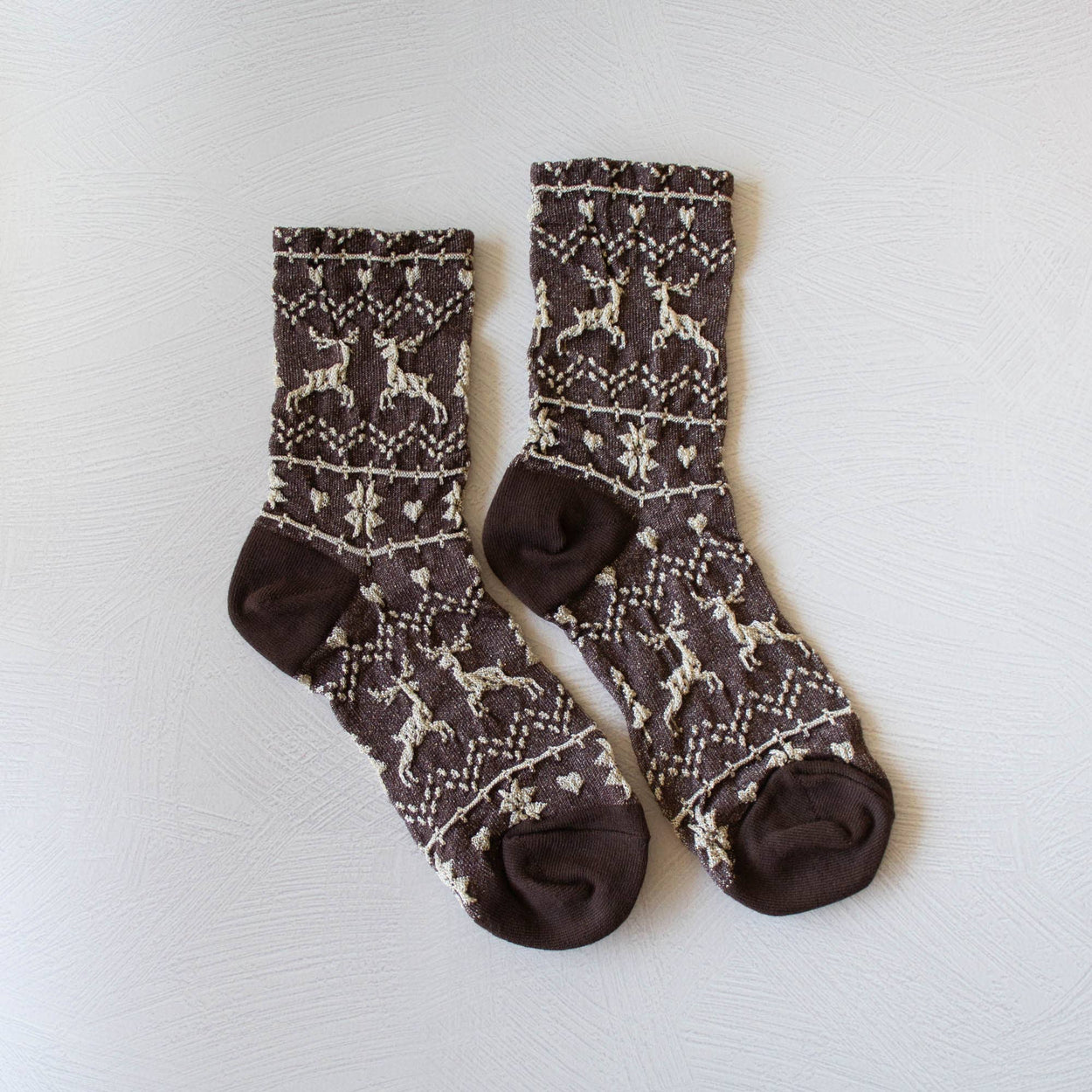 Brown Christmas Glitter Crew Socks