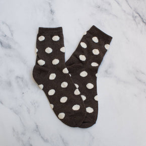Dark Green Women's Polka Dots Puff Casual Socks