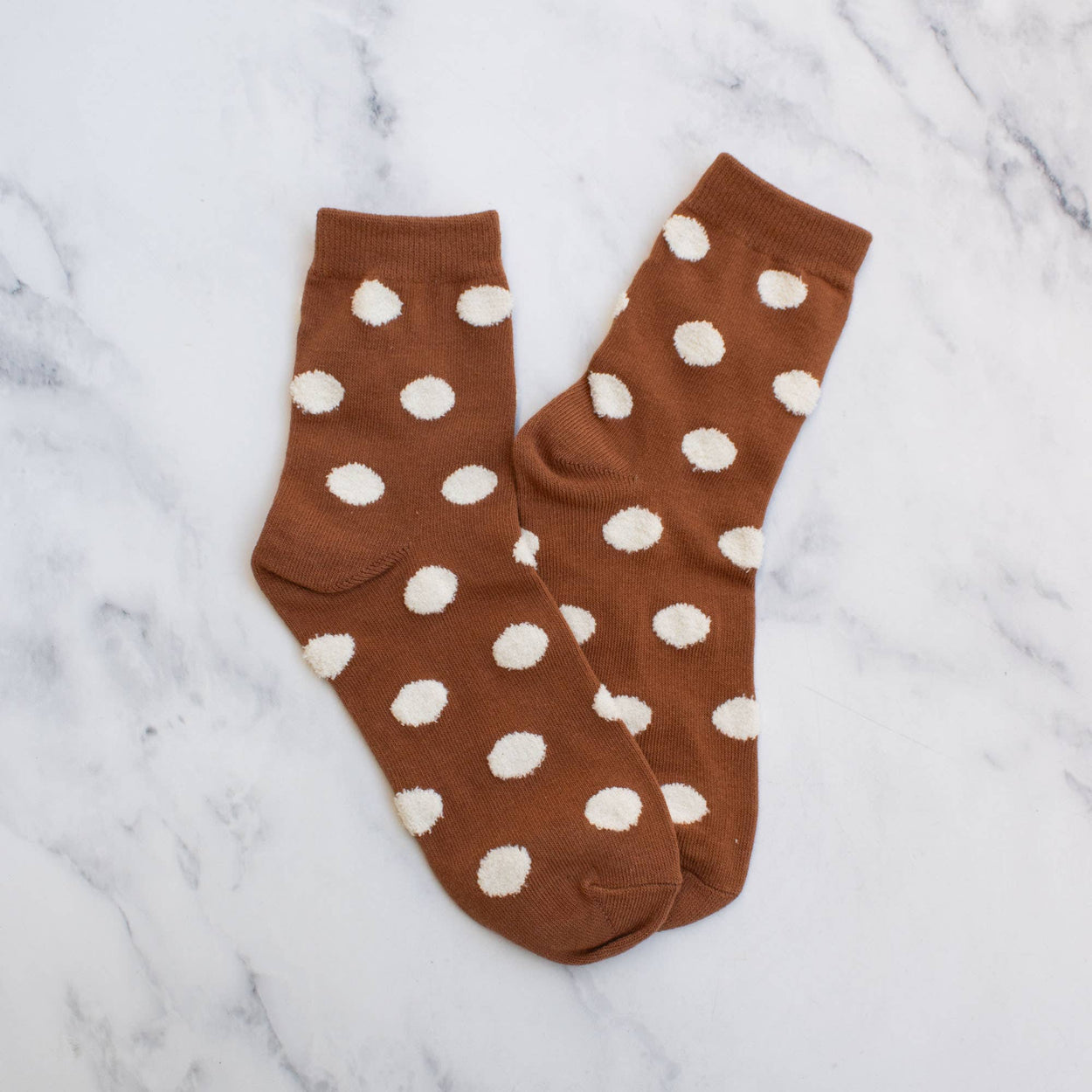 Dark Green Women's Polka Dots Puff Casual Socks