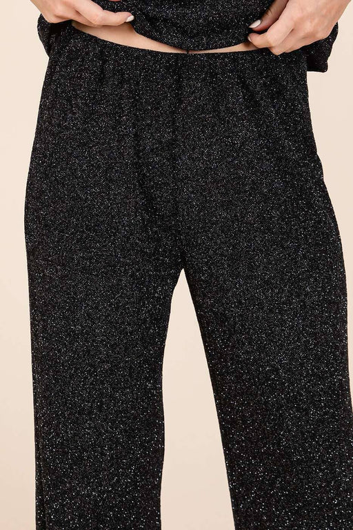 Black Glitter Relaxed Straight Pants