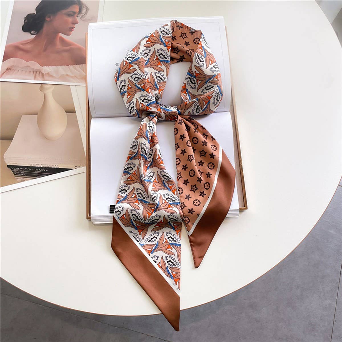 Fashionable Double Layer Ribbon Angled Head Scarf