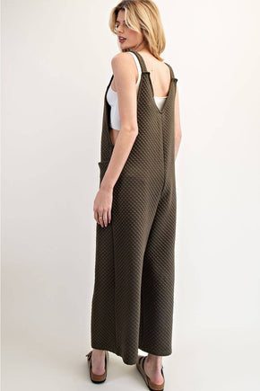Dry Herb Textured Sleeveless Jumpsuit