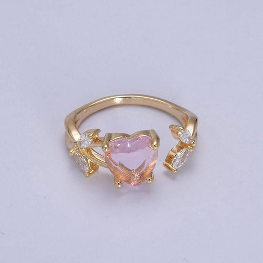 Gold Pink Heart Ring